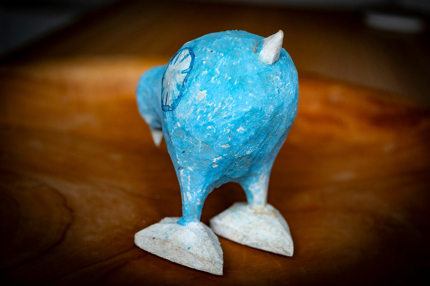 Blue Handmade Wooden Bird