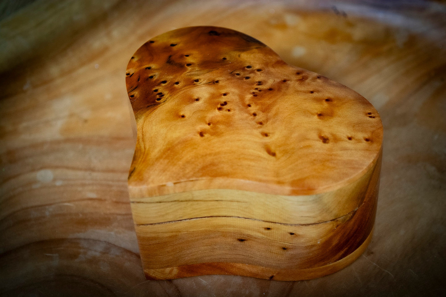 Heart Shaped Thuya Wood Hinged Box
