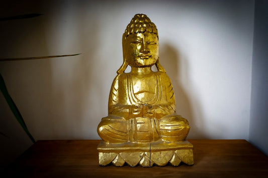 Large Wooden Golden Buddha Statue