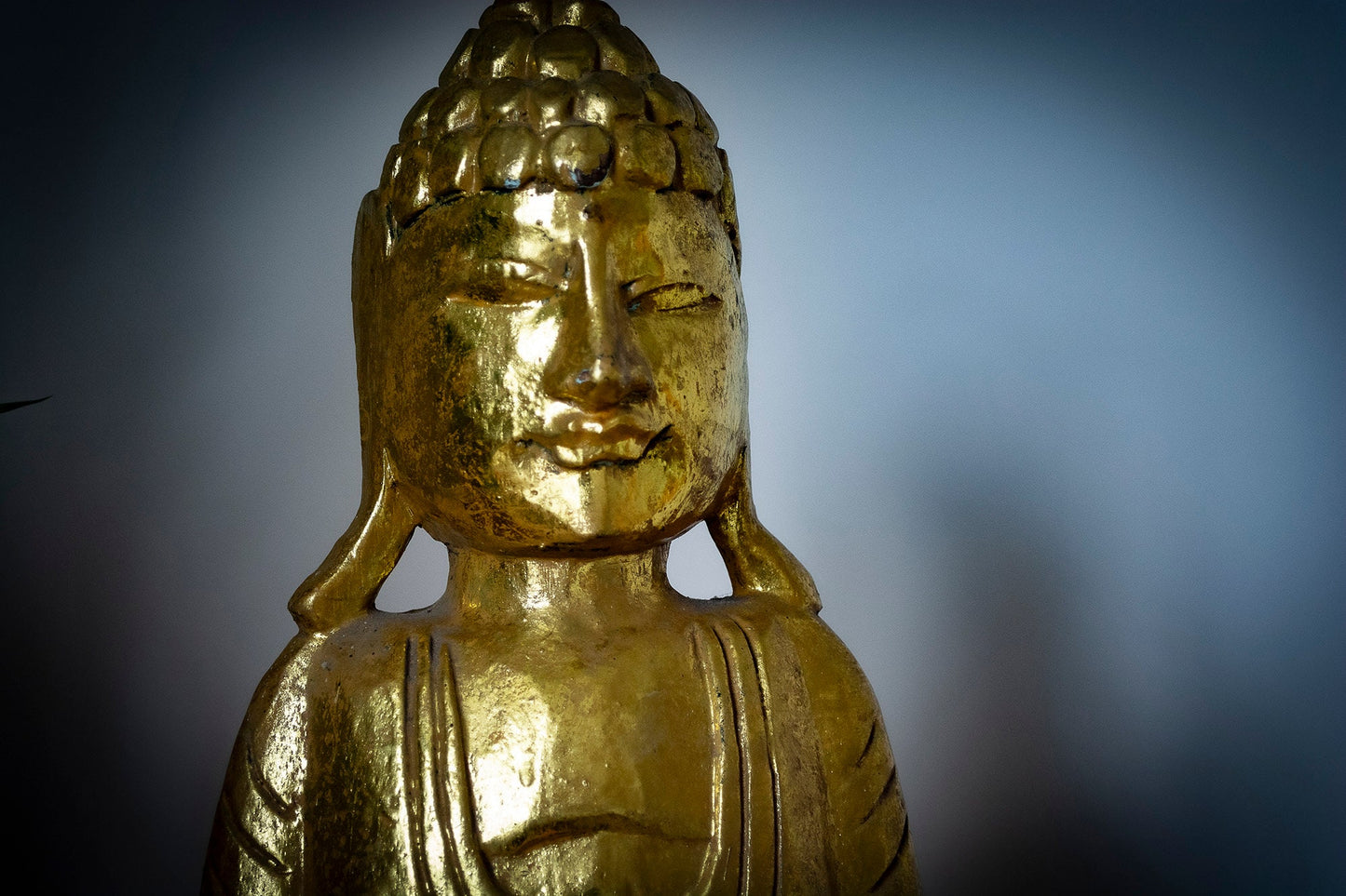 Large Wooden Golden Buddha Statue