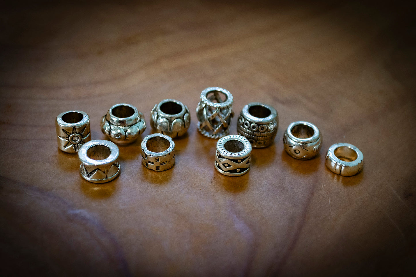 Set of 10 Mixed Tibetan Silver Plated Dreadlock Beads