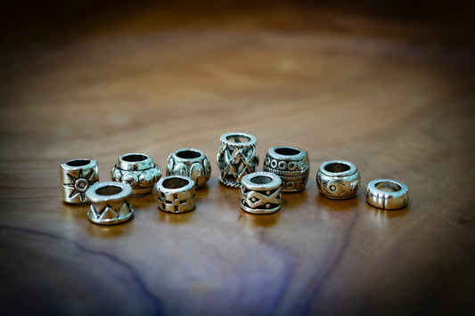 Set of 10 Mixed Tibetan Silver Plated Dreadlock Beads