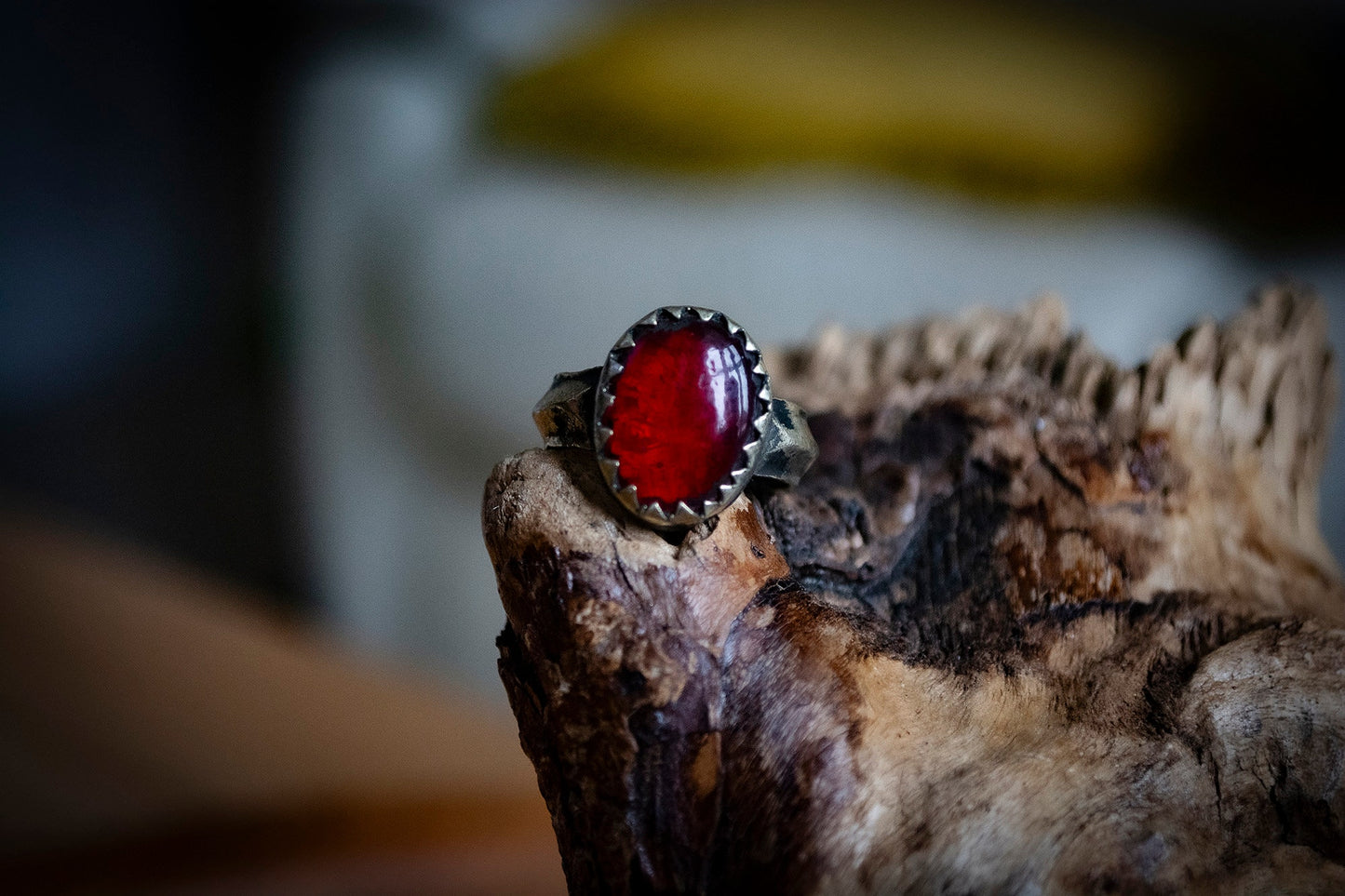 Vintage Afghan Ring with Oval Red Gem