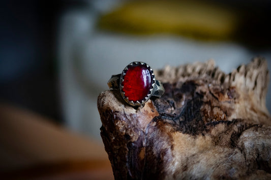 Vintage Afghan Ring with Oval Red Gem