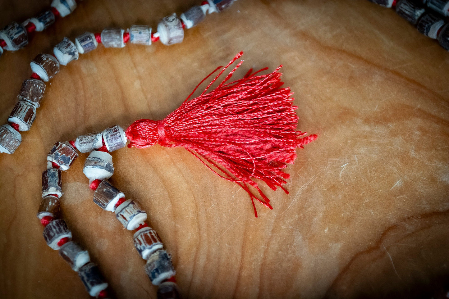 108 Carved Knotted Tulsi Wood Mala Prayer Beads