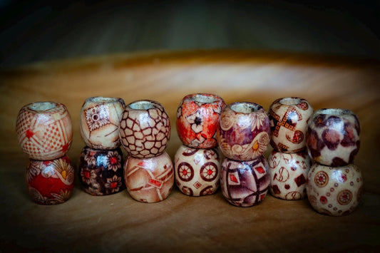 Set of 14 Mixed Wooden Dreadlock Beads