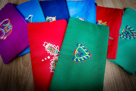 Handmade Embroidered Cotton Coin Purse