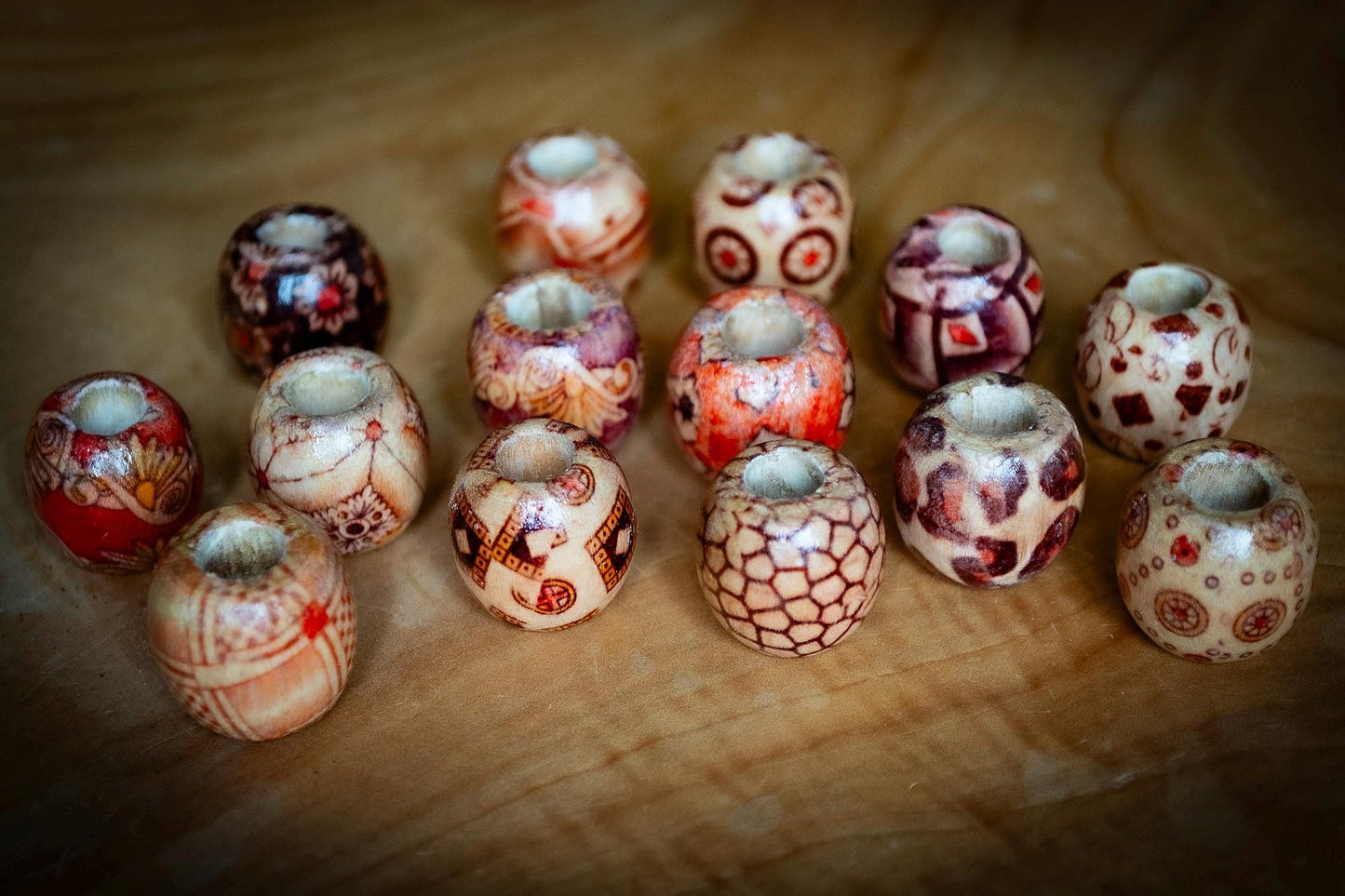 Set of 14 Mixed Wooden Dreadlock Beads