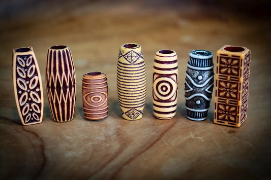 Set of 7 Mixed Patterned Dreadlock Beads