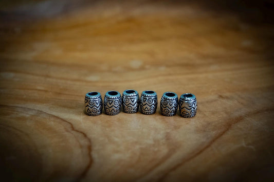Set of 6 Mixed Tibetan Silver Plated Aztec Style Dreadlock Beads