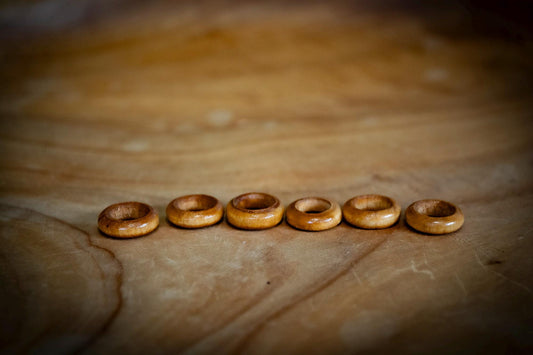 Set of 6 Wooden Dreadlock Ring Beads