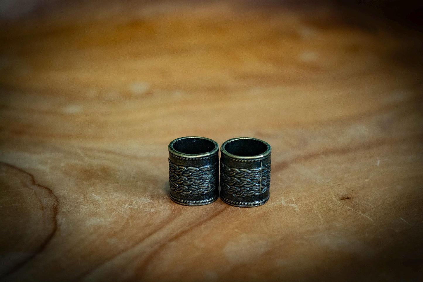 Set of 2 Large Bronze Dreadlock Beads