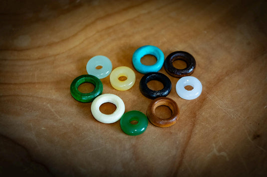 Set of 10 Mixed Wooden and Stone Dreadlock Ring Beads