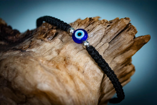 Black Turkish Evil Eye Hand-Woven Bracelet