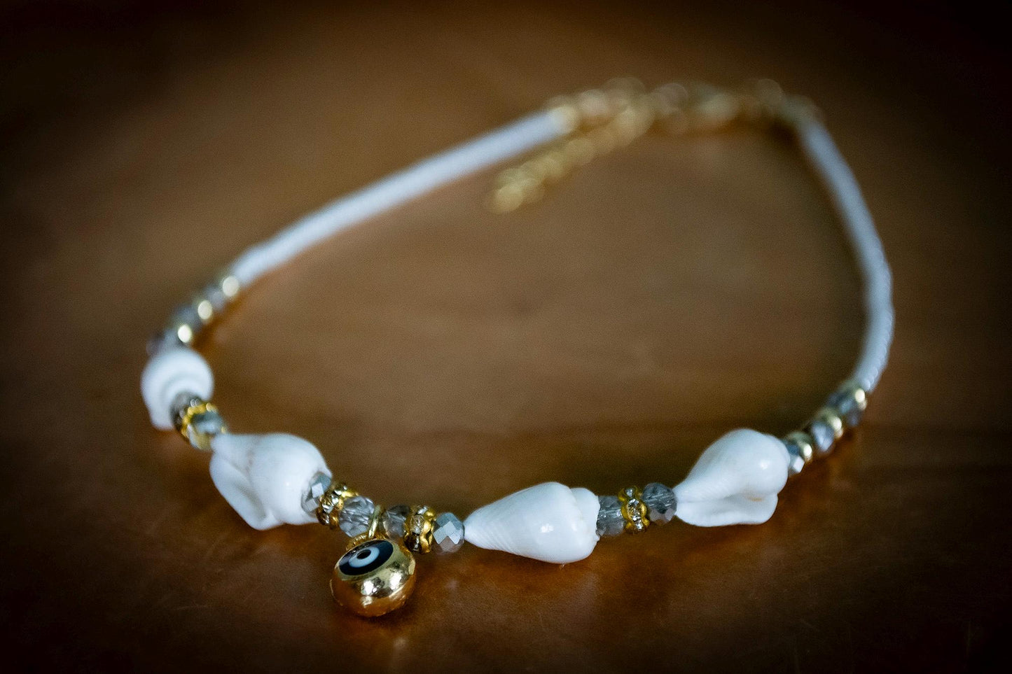 Turkish Shell and Dangle Evil Eye Adjustable Bracelet